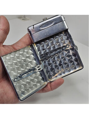 Vintage Dad Cigarette Case Lighter Combo Chrome Tone Monogrammed